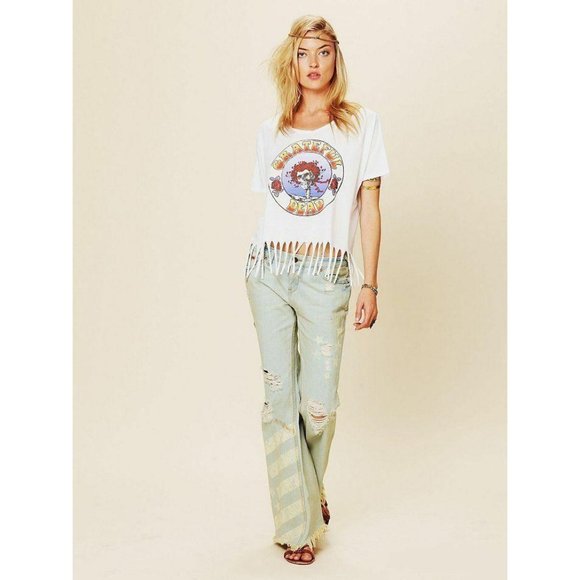 Free People American Flag Distressed Super Jeans